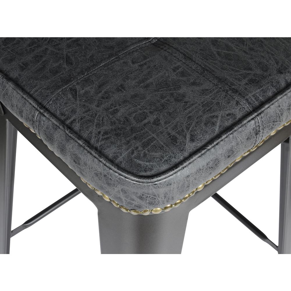 Metropolis PU Leather Low Back Counter Stool, (Set of 4), Vintage Black. Picture 6