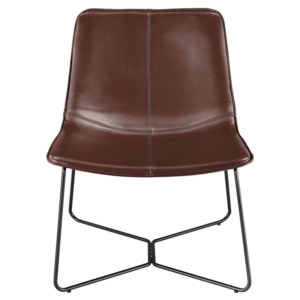 Zuma PU Leather Accent Chair, Mission Brown. Picture 2