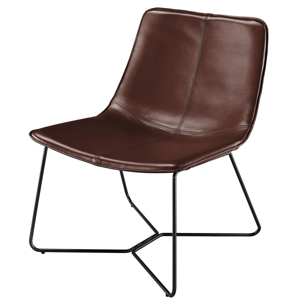 Zuma PU Leather Accent Chair, Mission Brown. Picture 1