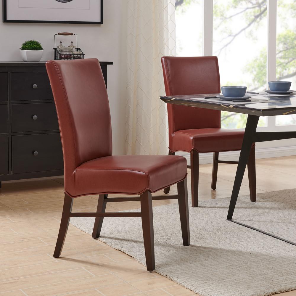 Bonded Leather Dining Chair,Set of 2, Pomegranate. Picture 8