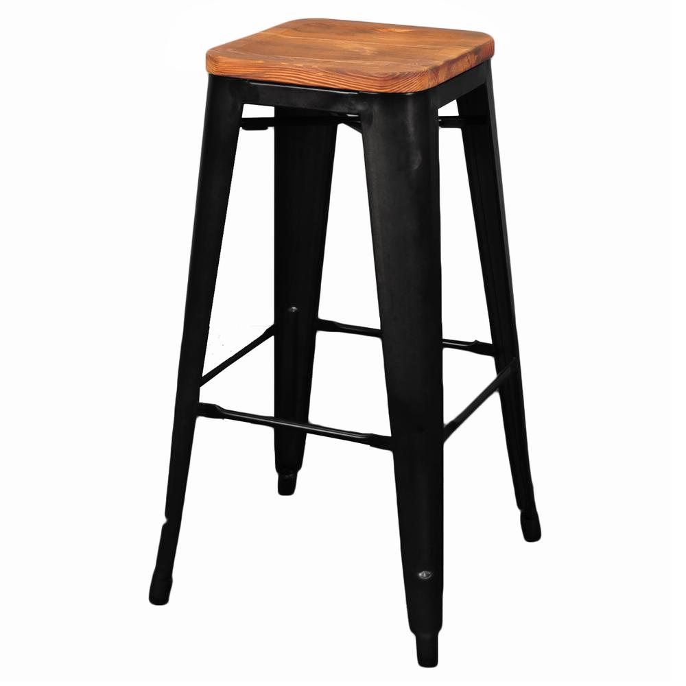 Backless Bar Stool,Set of 4, Black. Picture 2
