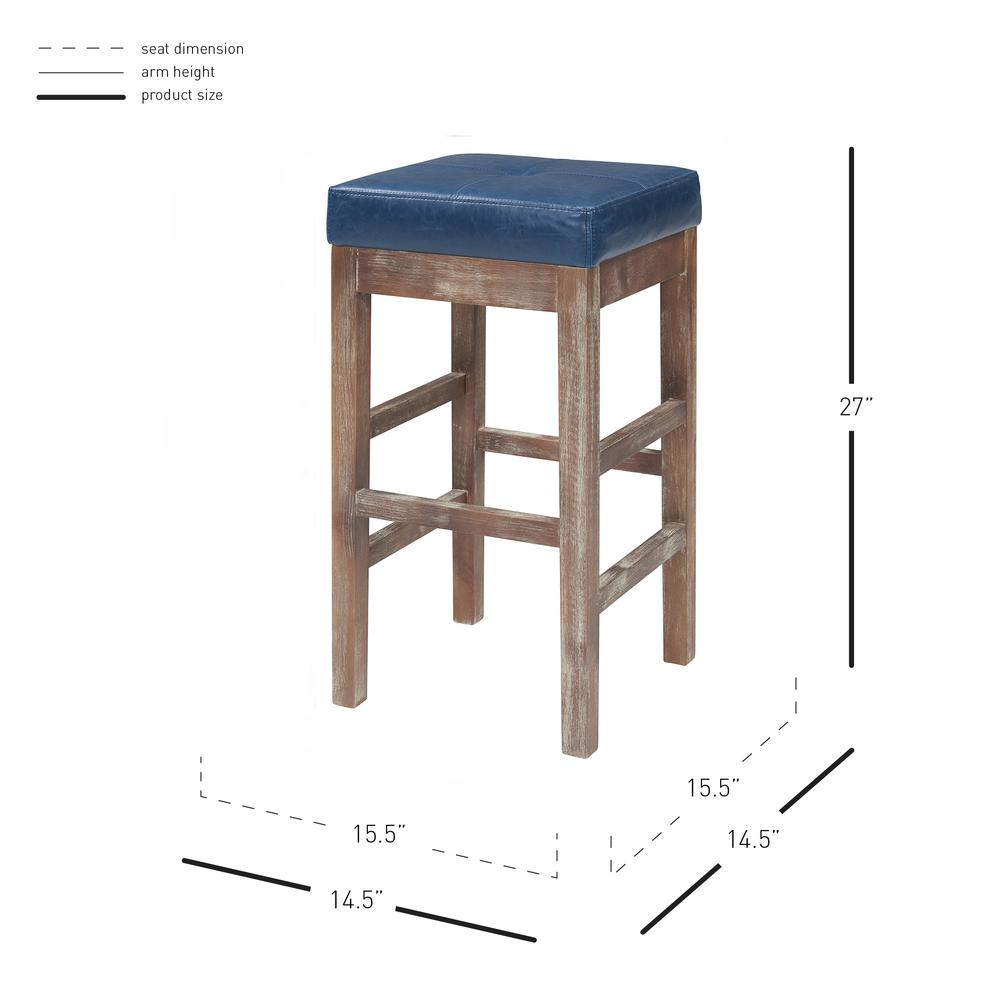 Bonded Leather Counter Stool, Vintage Blue. Well constructed of Solid Birch Wood.. Picture 5