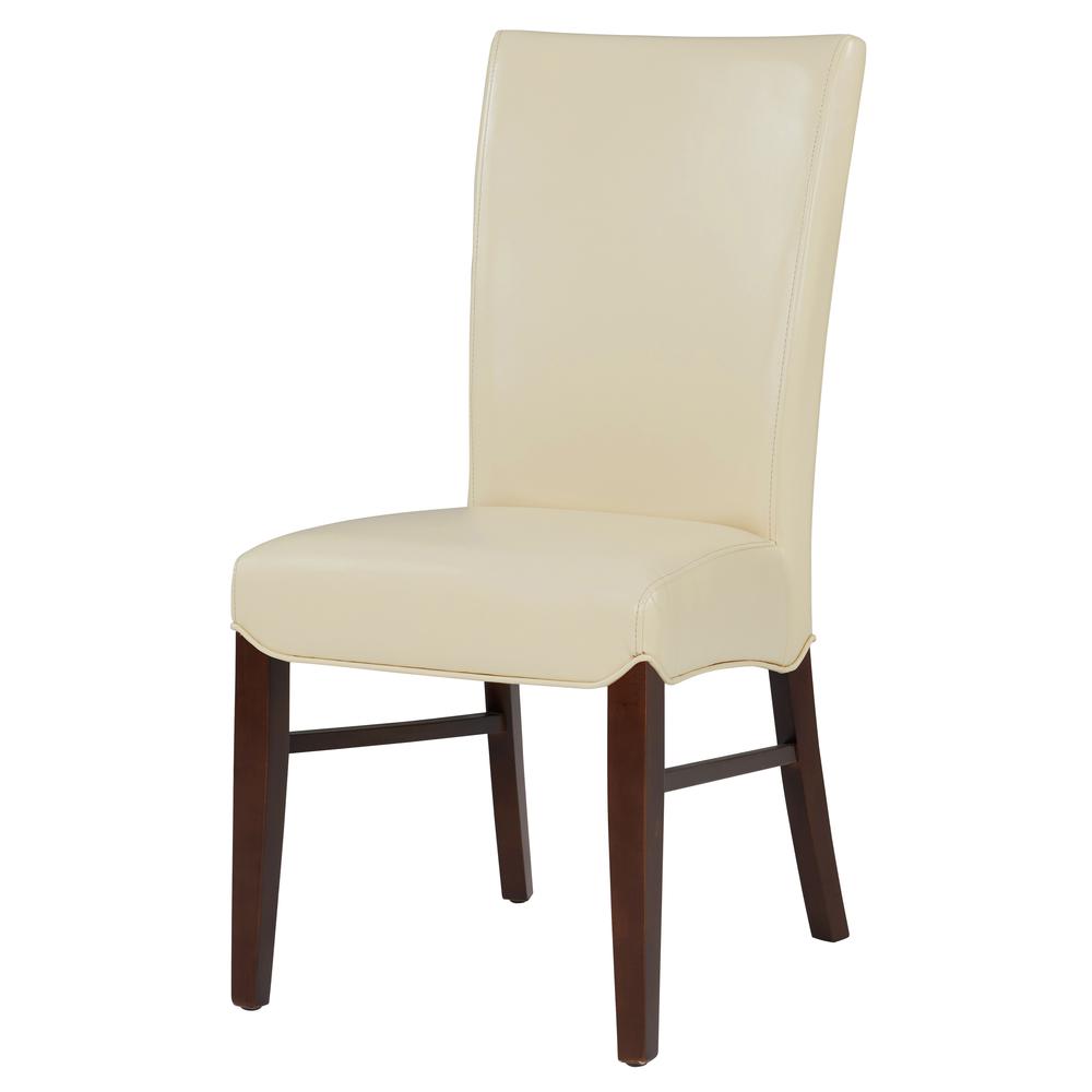 Bonded Leather Dining Chair,Set of 2, Cream. Picture 1