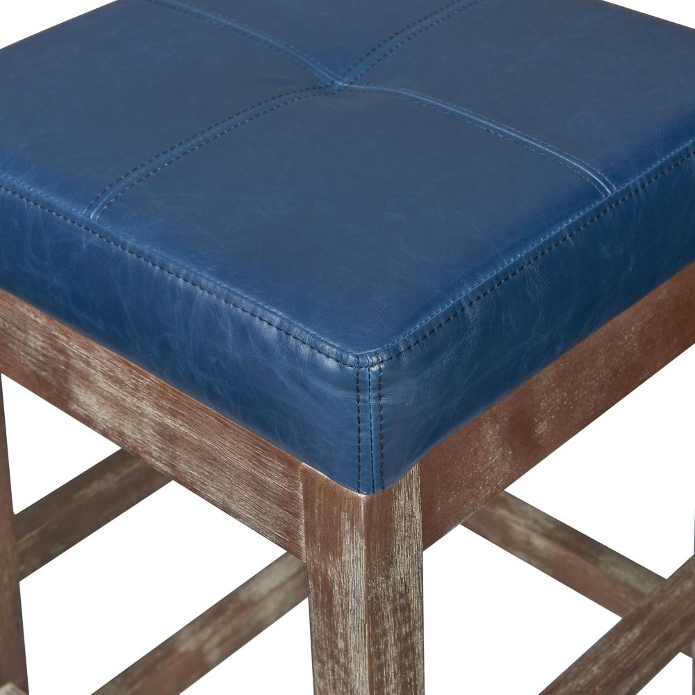 Bonded Leather Counter Stool, Vintage Blue. Well constructed of Solid Birch Wood.. Picture 4