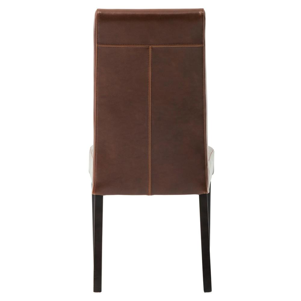 Leather Dining Chair,Set of 2, Cognac. Leg color: Wenge brown.. Picture 4
