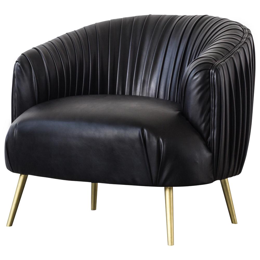 PU Leather Pleated Accent Chair, Treasure Black. The main picture.