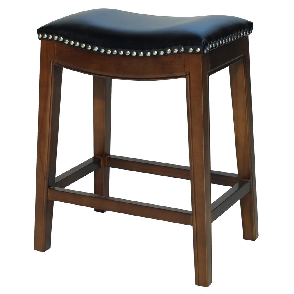 Elmo Bonded Leather Counter Stool, Black. The main picture.