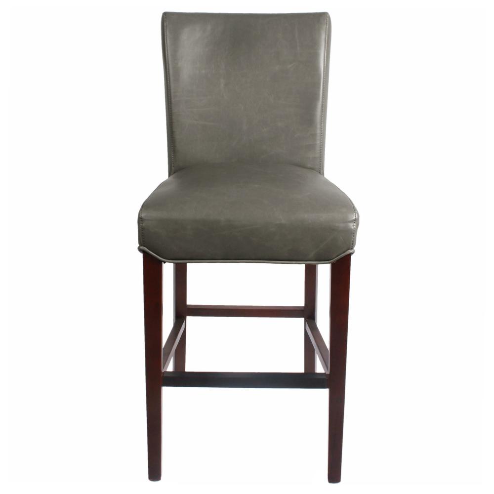 Bonded Leather Counter Stool, Vintage Gray. Leg color: Wenge Brown.. Picture 2