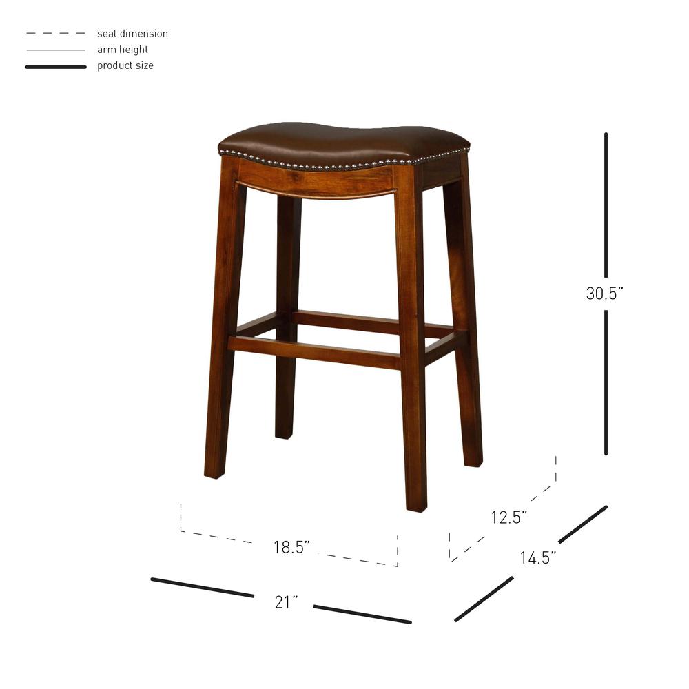 Bonded Leather Bar Stool, Brown. Picture 3