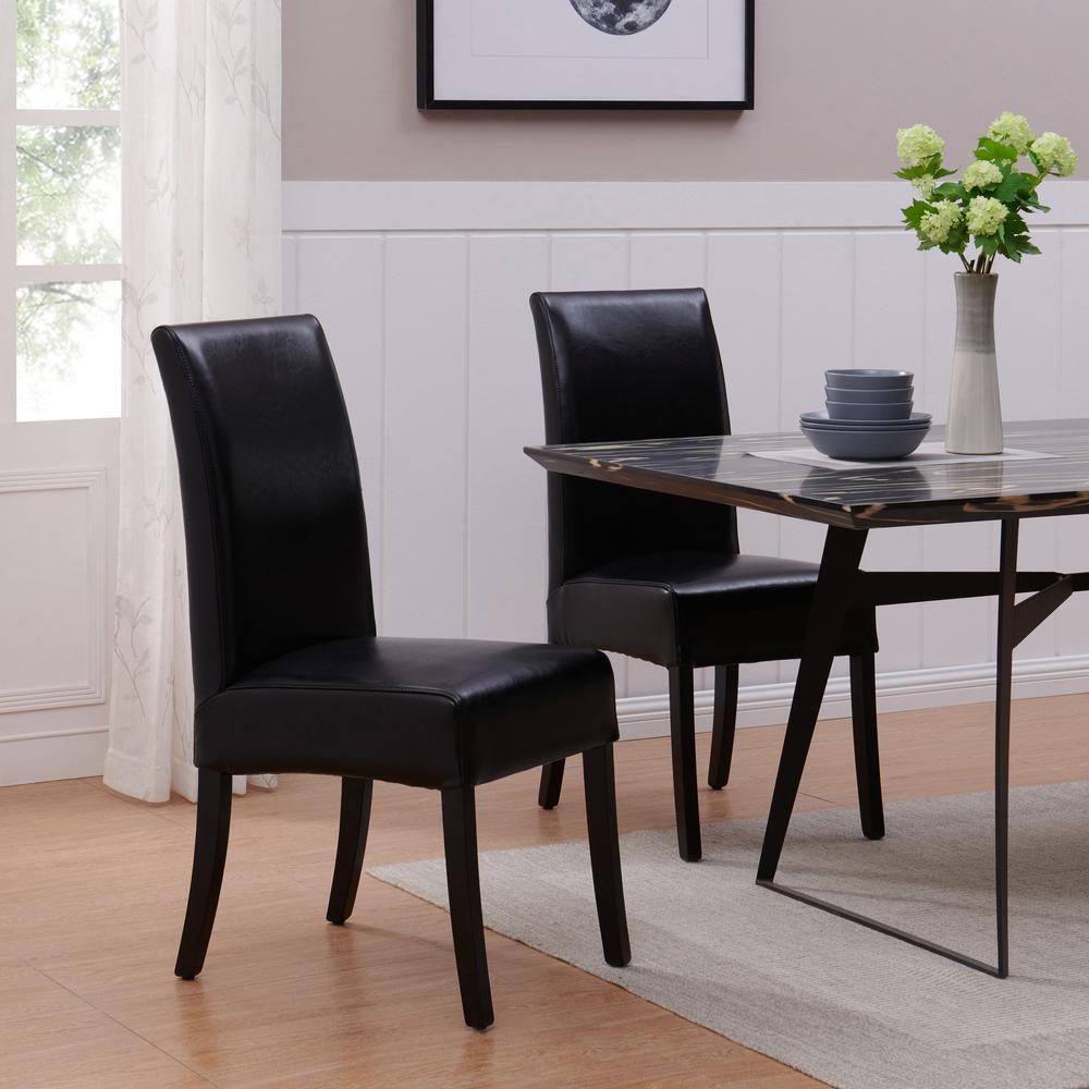 Leather Chair,Set of 2, Black; Leg color: Black. Picture 8