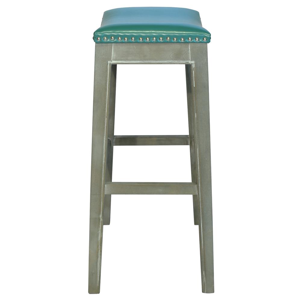 Elmo Bonded Leather Bar Stool, Turquoise. Picture 6