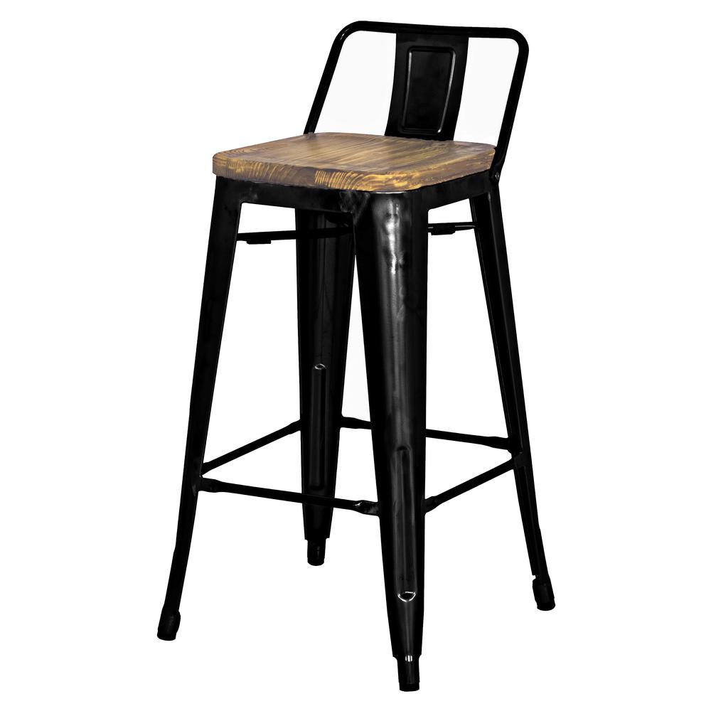 Low Back Counter Stool,Set of 4, Black. Picture 2