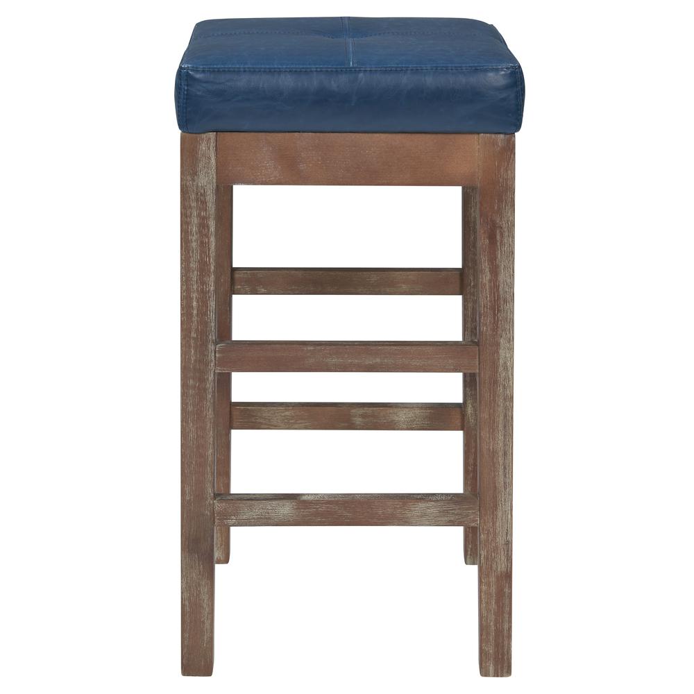 Bonded Leather Counter Stool, Vintage Blue. Well constructed of Solid Birch Wood.. Picture 3