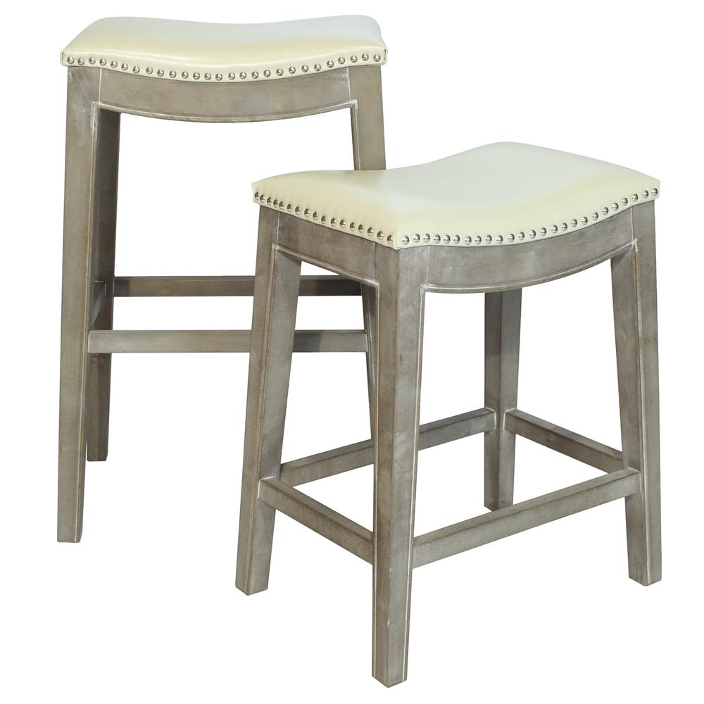 Bonded Leather Counter Stool, Beige. Picture 6
