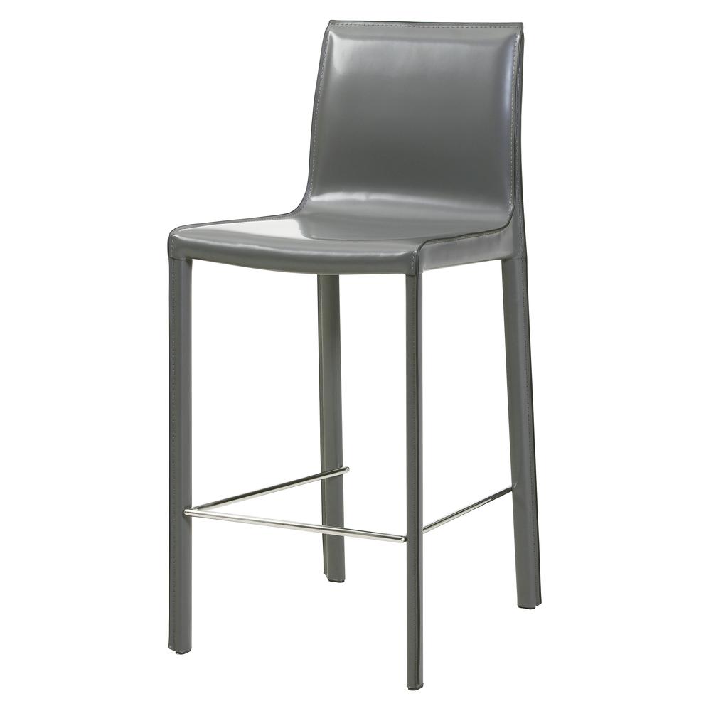 Gervin Recycled Leather Counter Stool, (Set of 2), Anthracite. The main picture.
