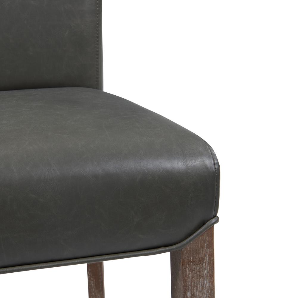 Bonded Leather Chair,Set of 2, Vintage Gray. Leg color: distressed Drift Wood brown. Picture 6