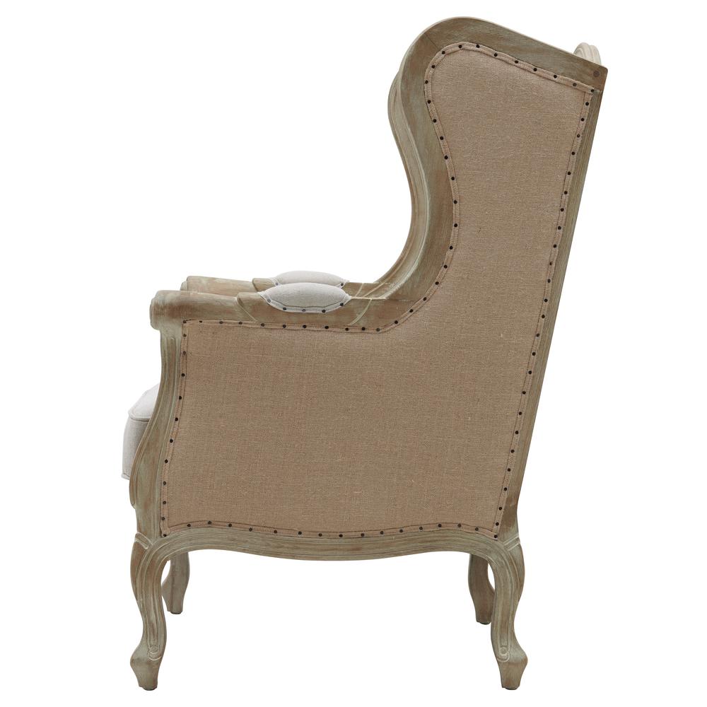 Guinevere Burlap Wing Arm Chair. Picture 3