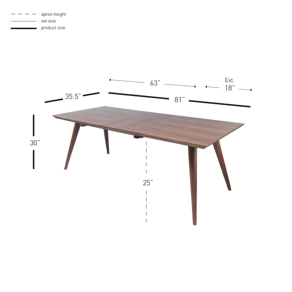 Extendable Rectangular Dining Table, Walnut. Picture 7