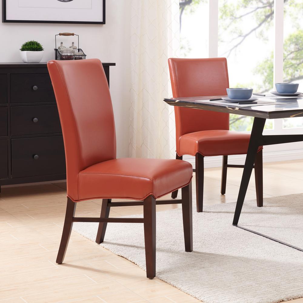 Bonded Leather Dining Chair,Set of 2, Pumpkin. Picture 8