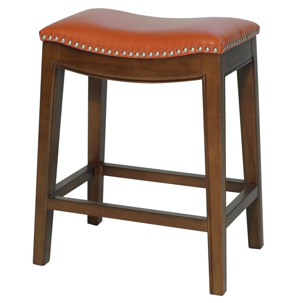 Bonded Leather Counter Stool, Pumpkin. Picture 1