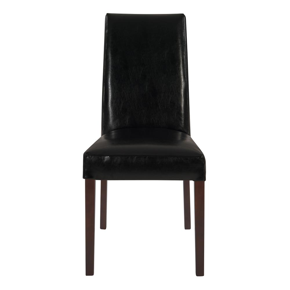Leather Dining Chair,Set of 2, Black. Leg color: Wenge brown.. Picture 2