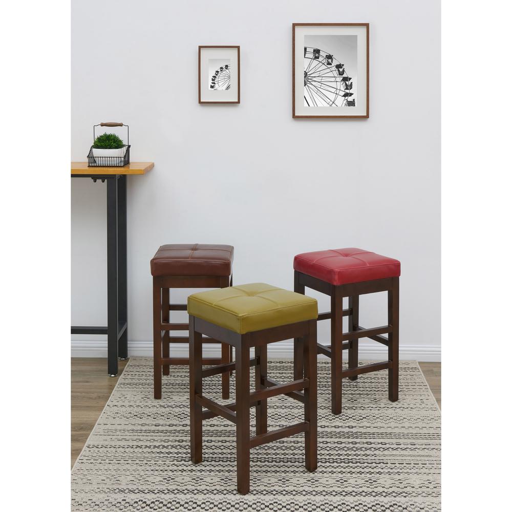 Backless Bicast Leather Counter Stool, Red. Picture 6
