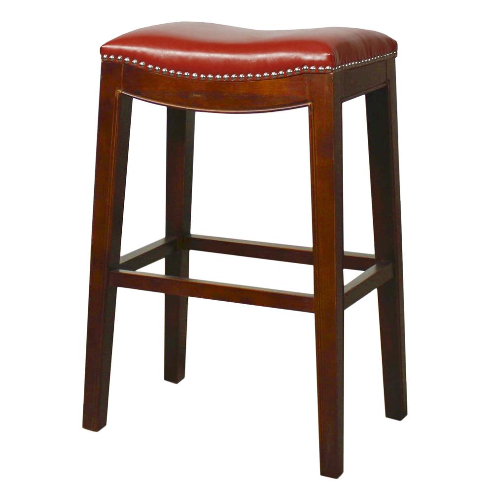 Elmo Bonded Leather Bar Stool - Red. Picture 2