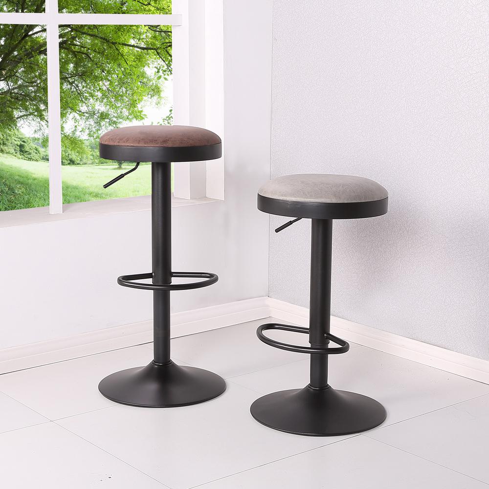 Juno PU Leather Gaslift Backless Swivel Bar Stool, (Set of 2). Picture 7