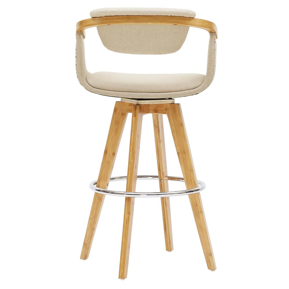 Fabric Bamboo Bar Stool, Stokes Linen Beige. Picture 4