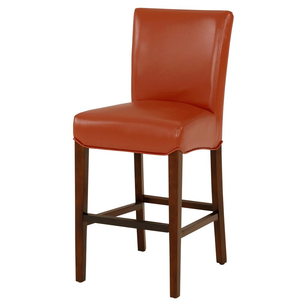 Bonded Leather Counter Stool, Pumpkin. Leg color: Wenge Brown.. Picture 1