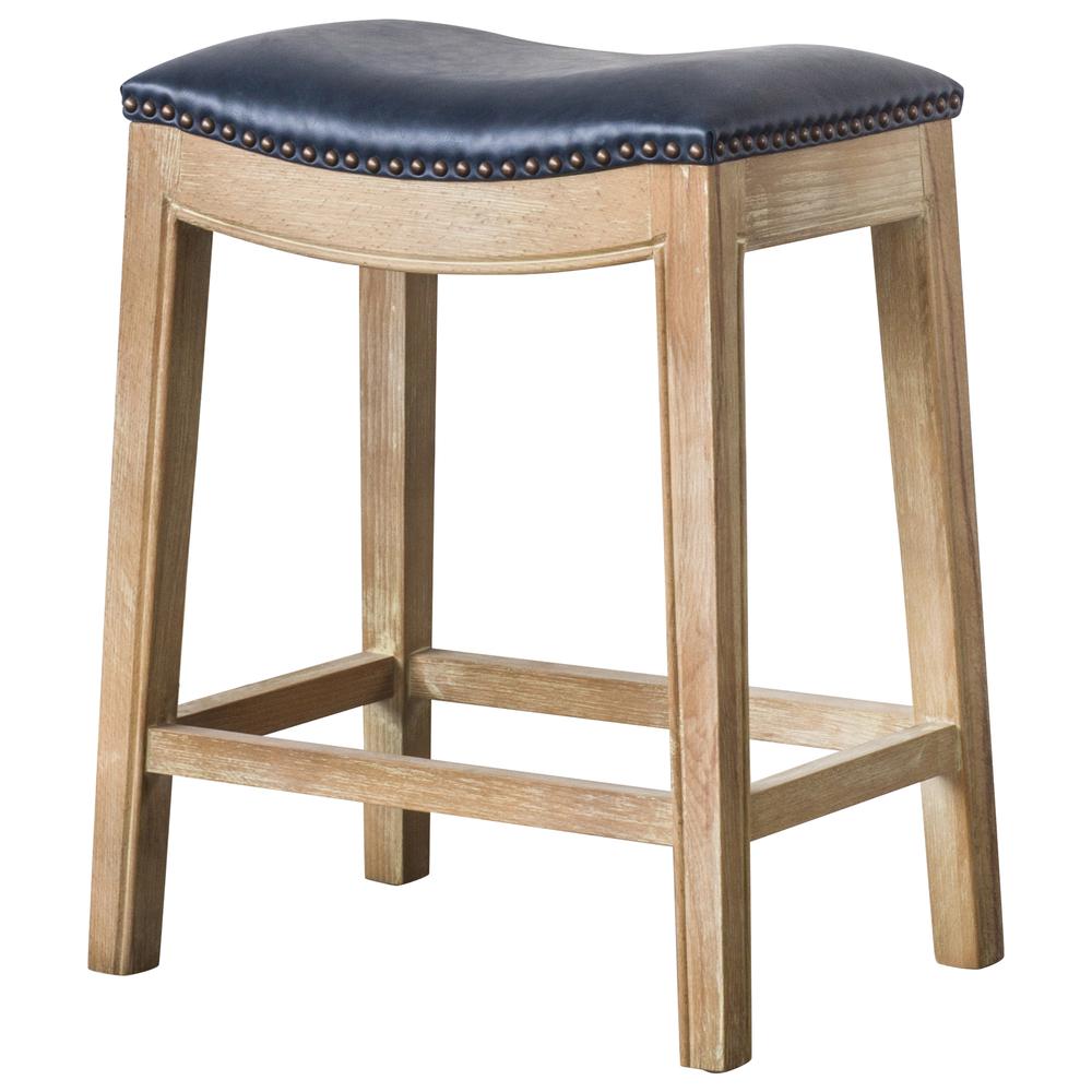 Elmo Bonded Leather Counter Stool, Vintage Blue. Picture 1