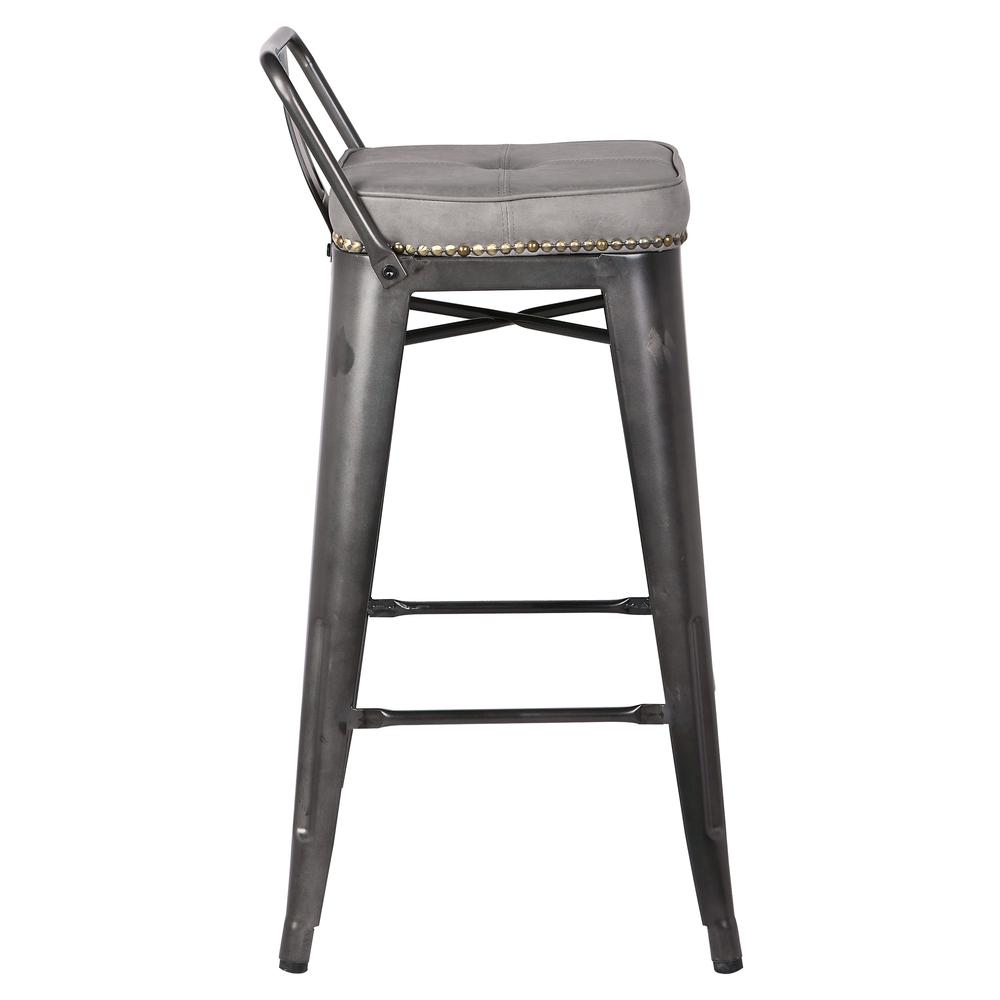 PU Leather Low Back Counter Stool,Set of 4,Vintage Mist Gray. Picture 5