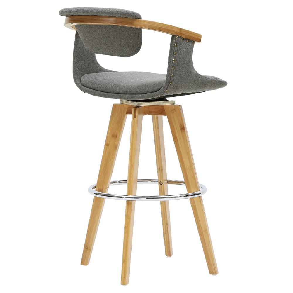 Fabric Bamboo Bar Stool, Stokes Gray. Picture 5
