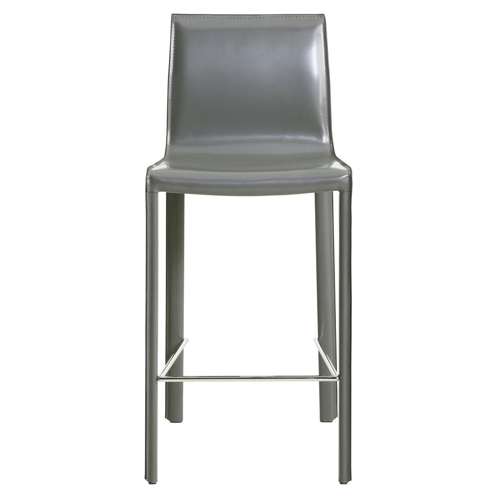 Gervin Recycled Leather Counter Stool, (Set of 2), Anthracite. Picture 2
