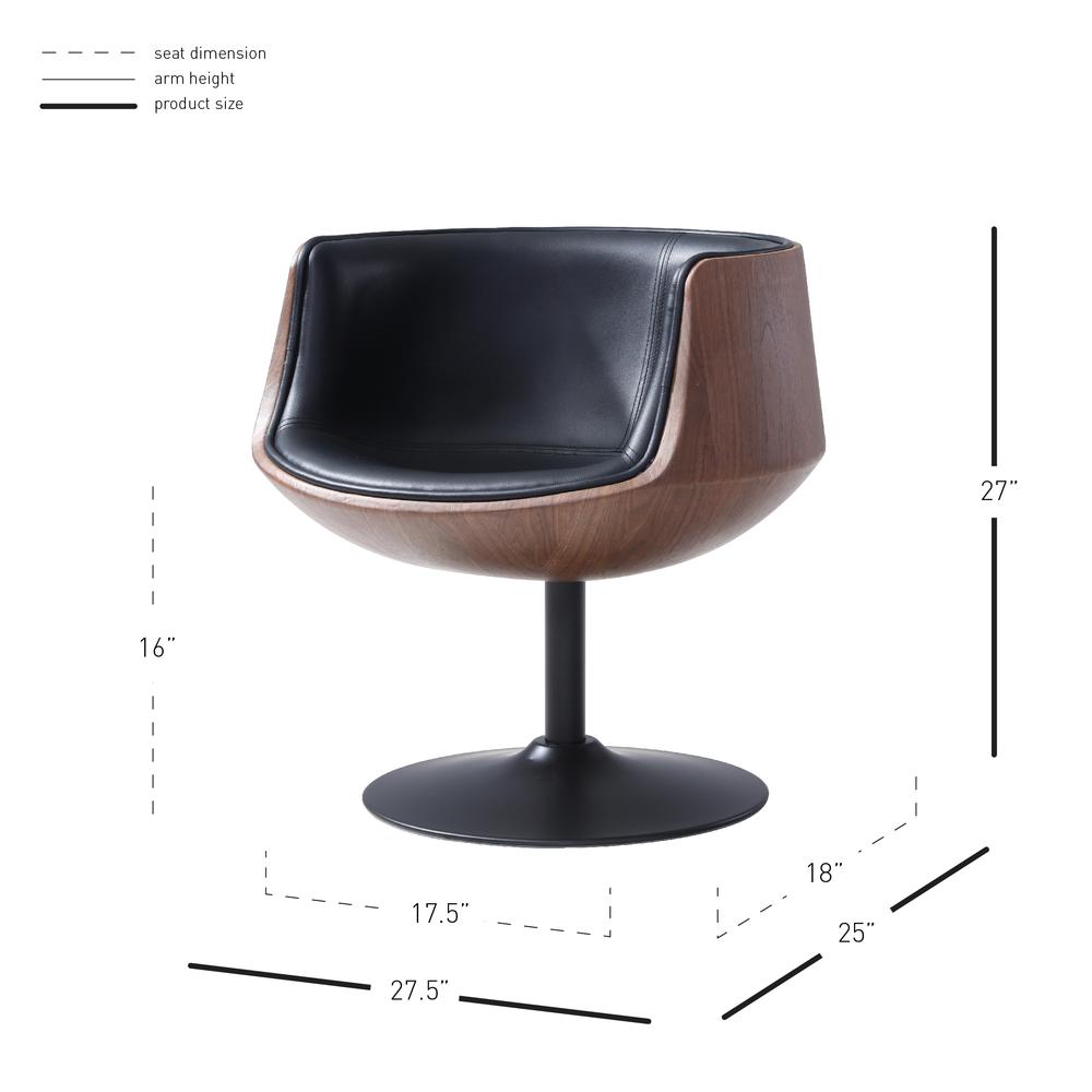 PU Leather Swivel Chair, Monaco Black. Fiberglass and aluminum frame. Picture 7