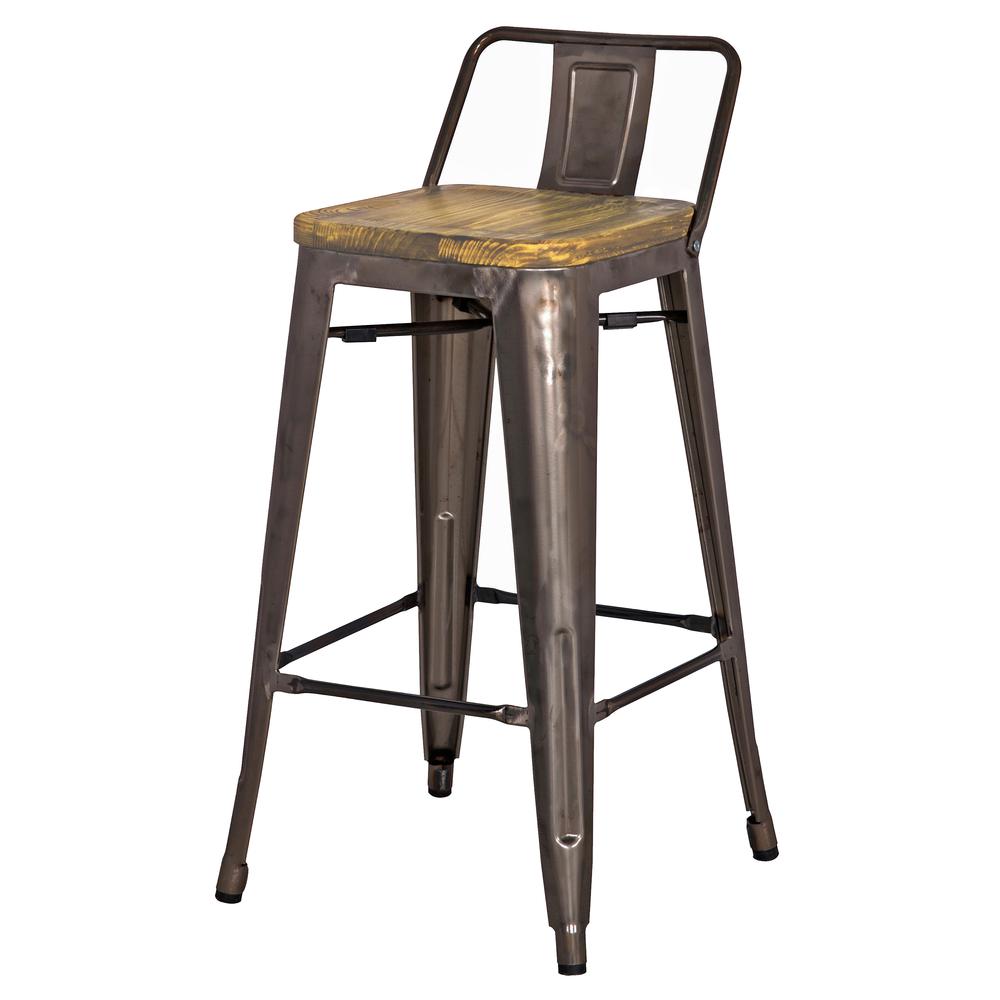 Low Back Counter Stool,Set of 4, Gunmetal Grey. Picture 2