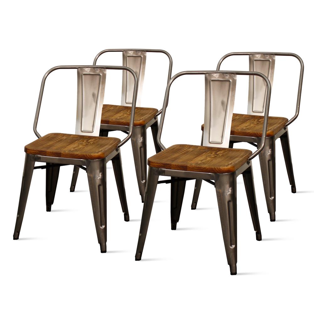 Brian Metal Side Chair, (Set of 4), Gunmetal. The main picture.