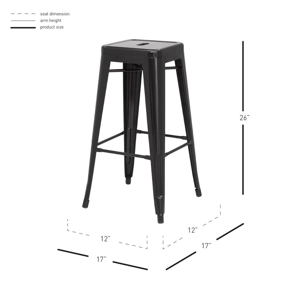 Metal Backless Counter Stool,Set of 4, Black. Picture 3