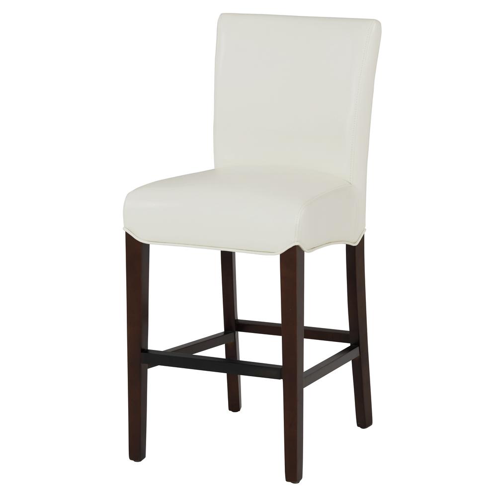 Bonded Leather Counter Stool, White. Picture 1