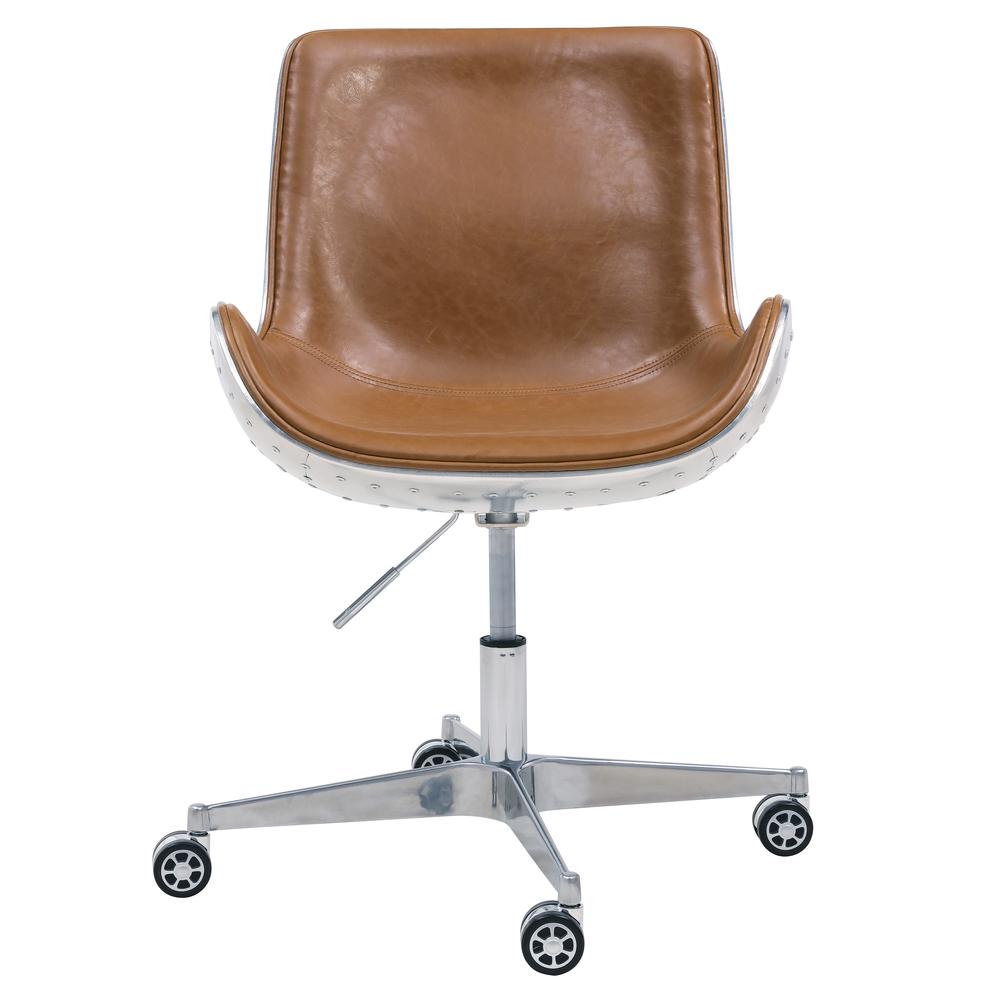 Swivel Office Chair, Distressed Caramel. Well constructed of Fiberglass, Aluminum. Picture 2