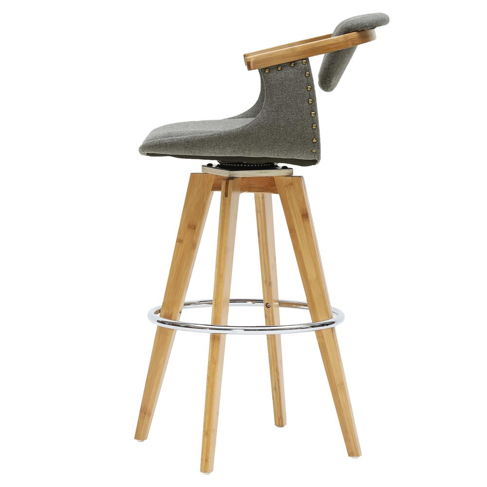 Fabric Bamboo Bar Stool, Stokes Gray. Picture 3