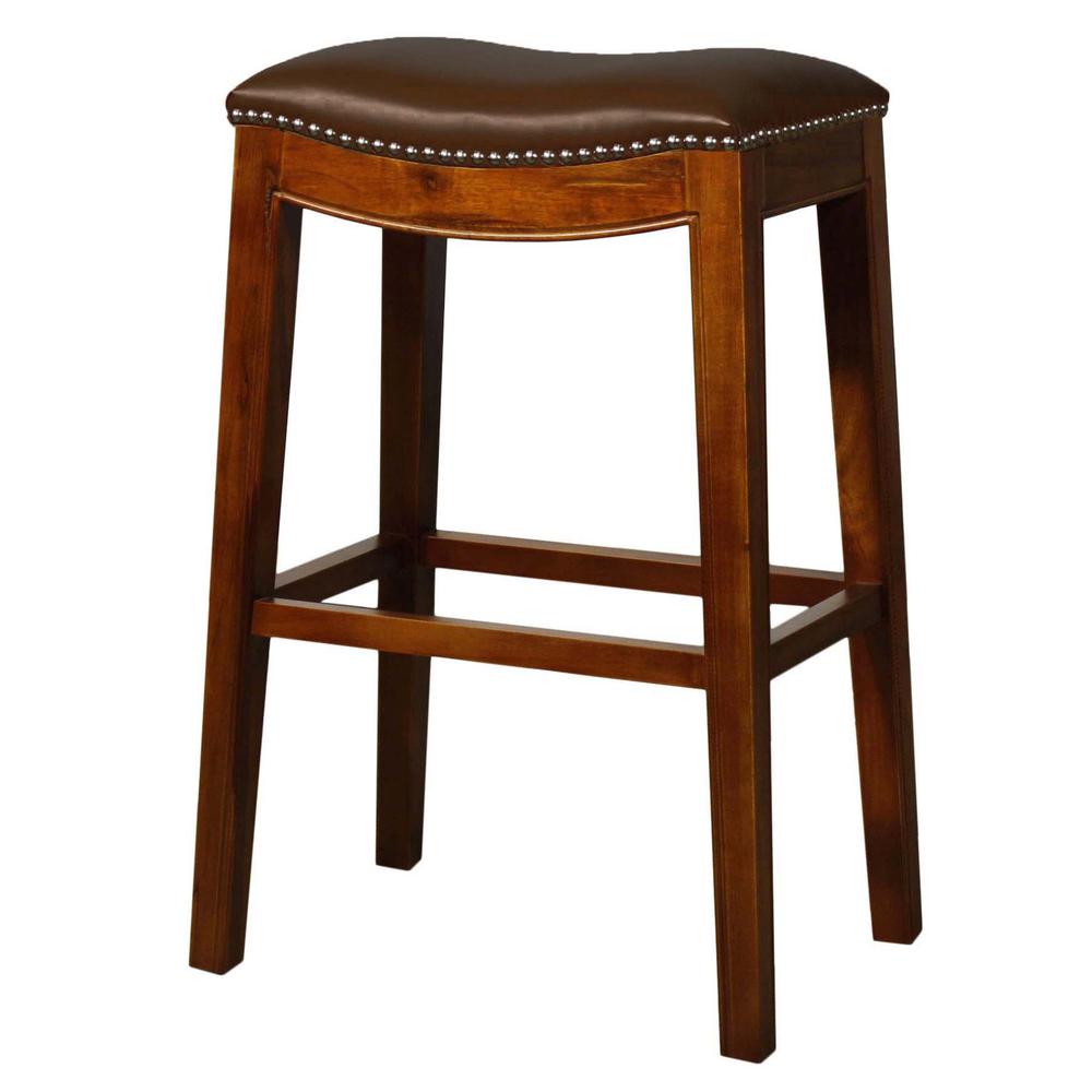 Bonded Leather Bar Stool, Brown. Picture 2