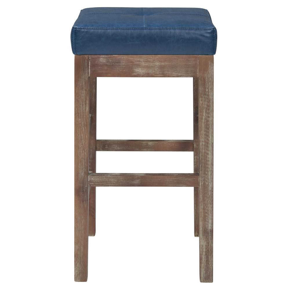 Bonded Leather Counter Stool, Vintage Blue. Well constructed of Solid Birch Wood.. Picture 2
