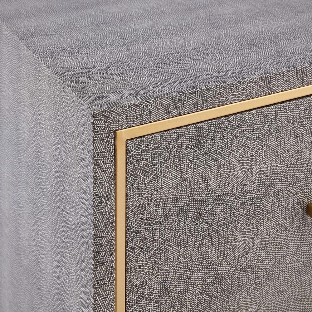 2-Drawer Faux Shagreen End table. Picture 3