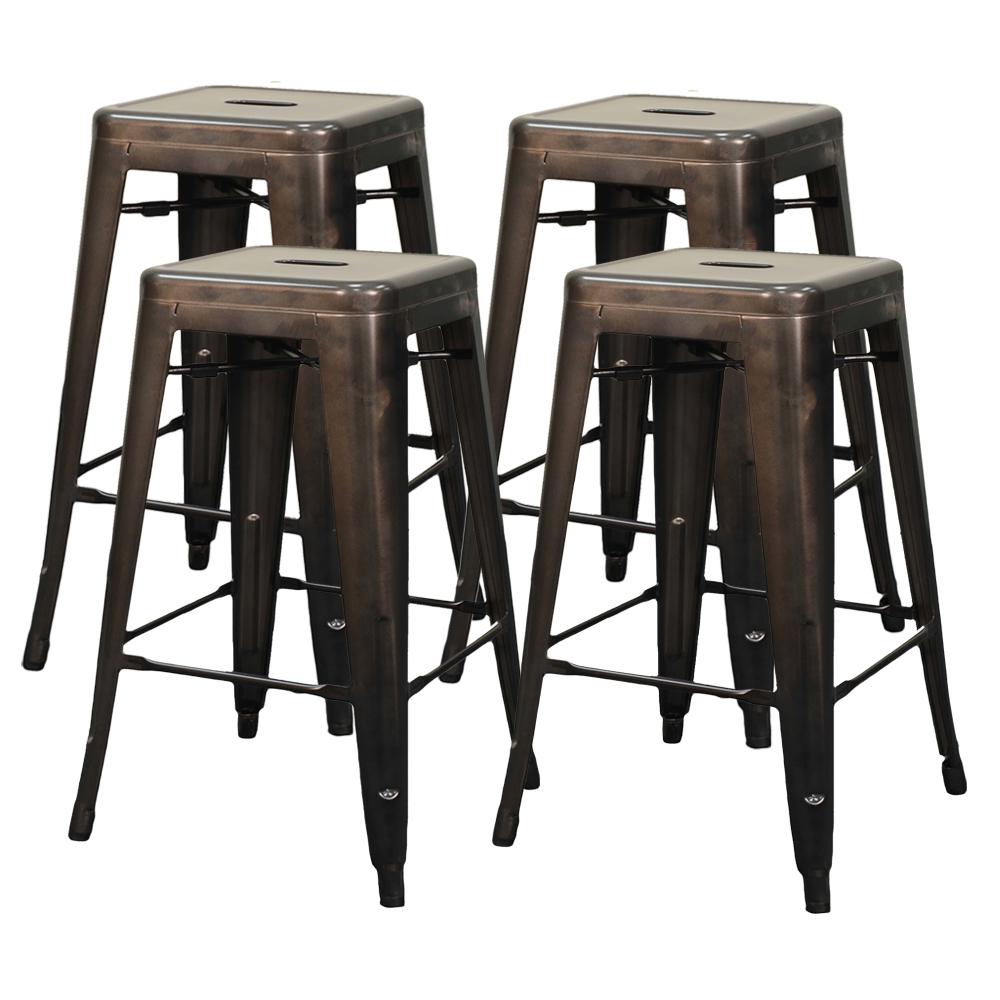Metal Backless Counter Stool,Set of 4, Gunmetal Grey. Picture 1