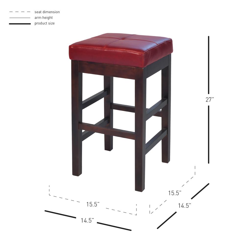 Backless Bicast Leather Counter Stool, Red. Picture 5