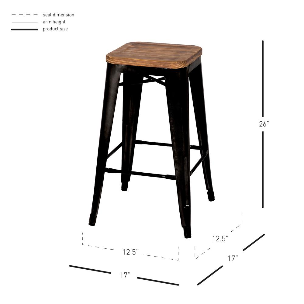 Backless Counter Stool,Set of 4, Black. Picture 3