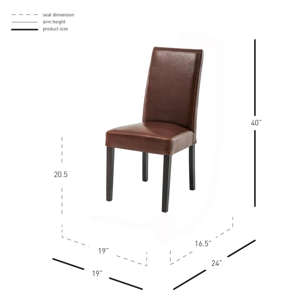 Leather Dining Chair,Set of 2, Cognac. Leg color: Wenge brown.. Picture 8