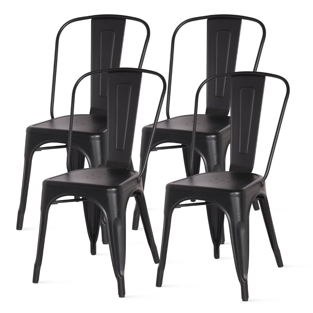 Metal Side Chair,Set of 4, Frosted Black. Picture 1
