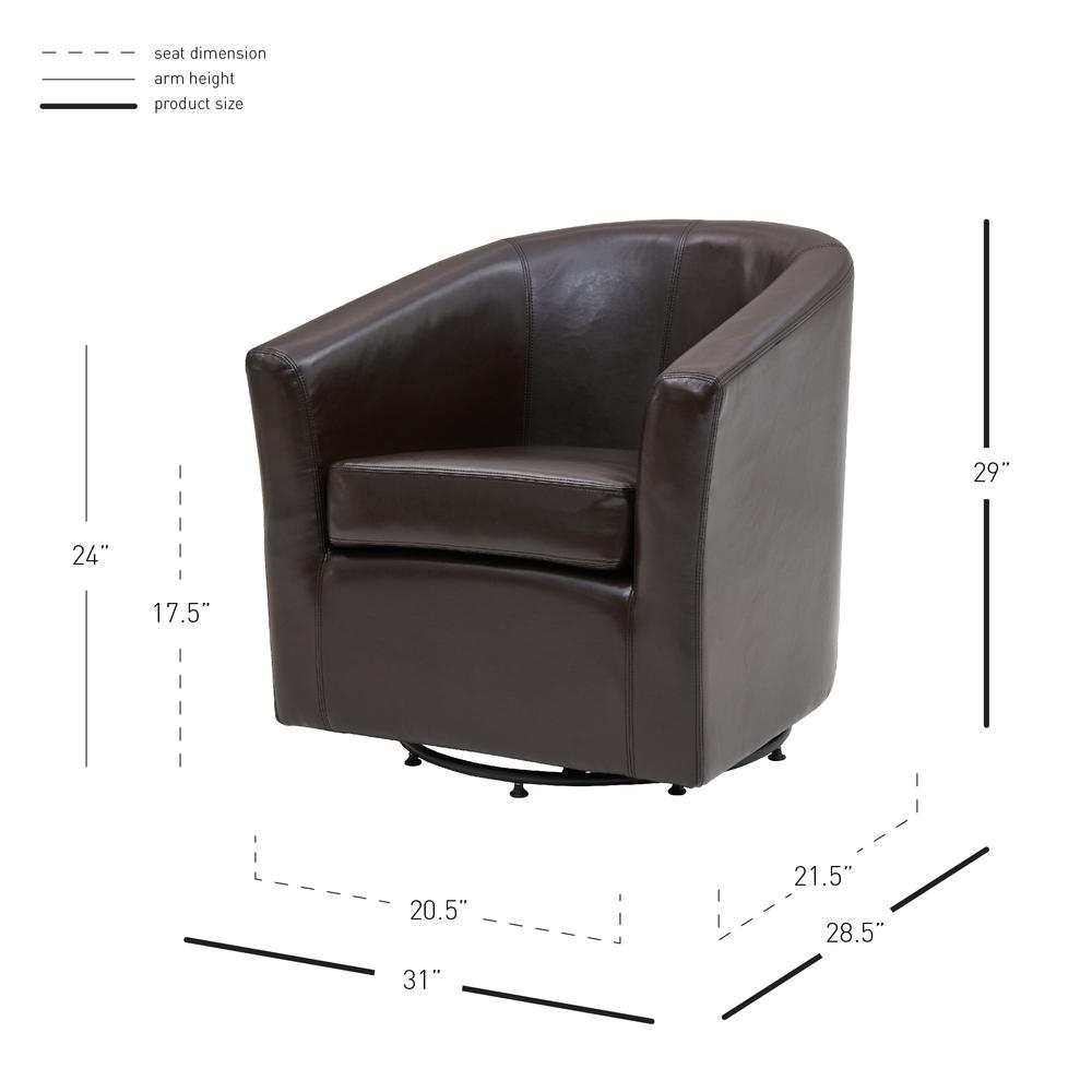 Swivel Bonded Leather Chair, Brown. Picture 7